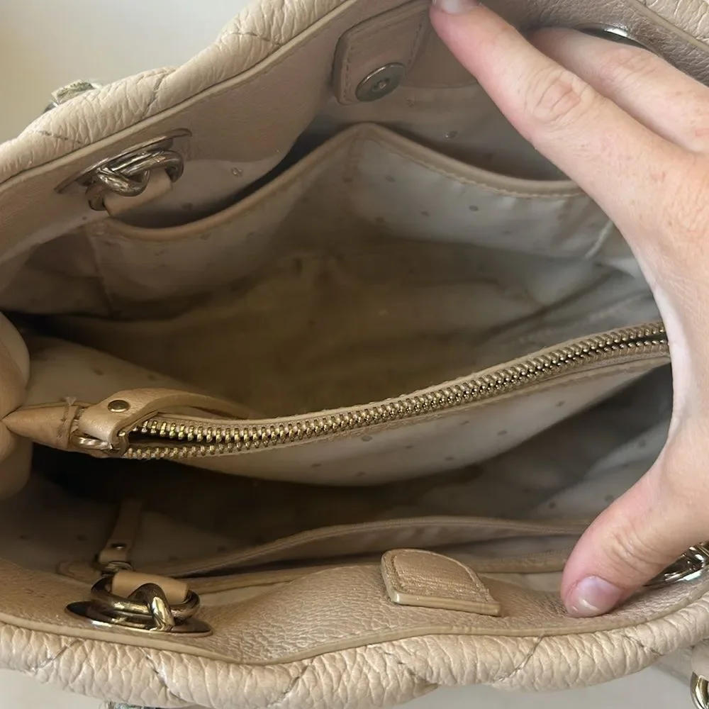 Kate Spade handbag cream leather Gold chain on handle